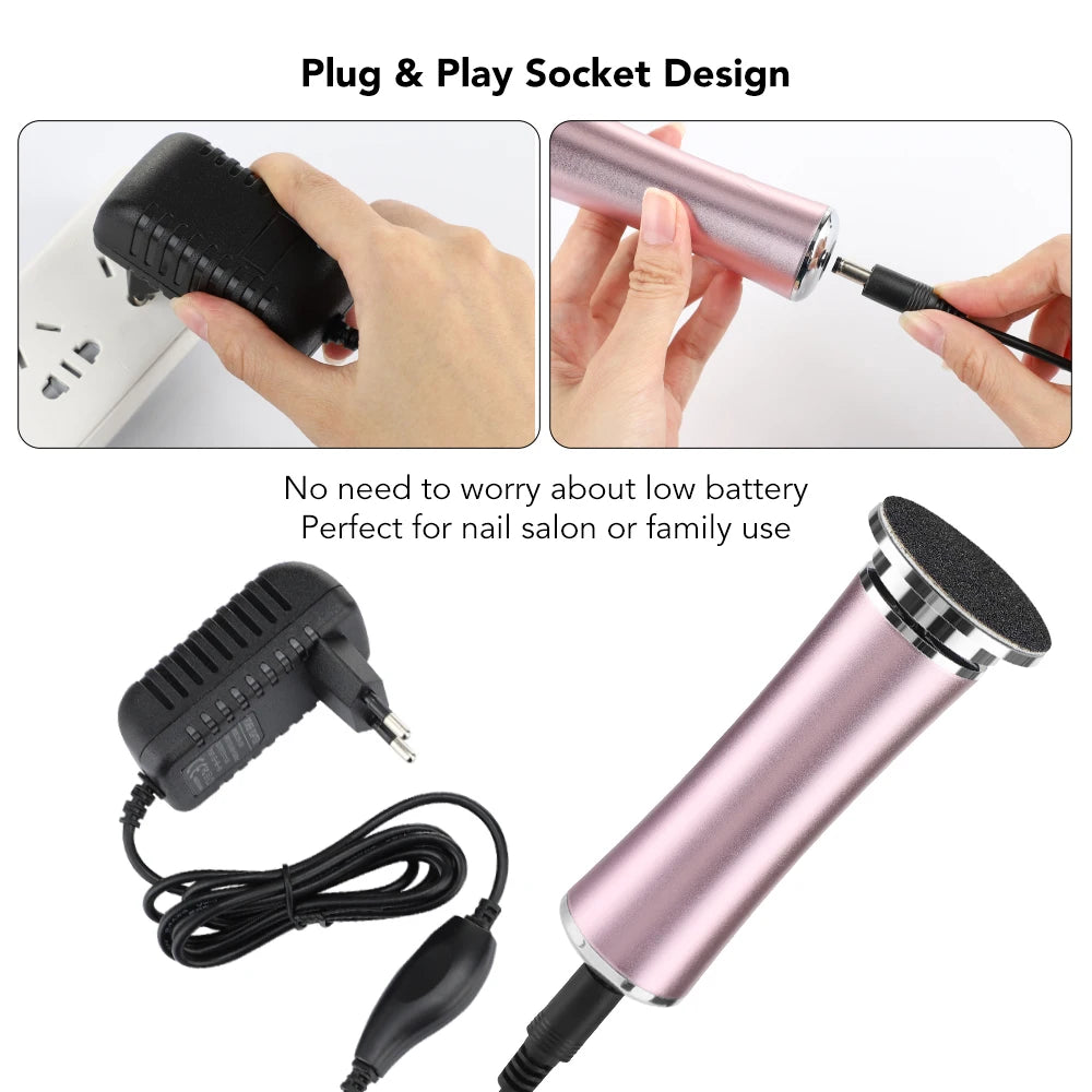 HeelBliss Pro electric callus remover - in use on heel